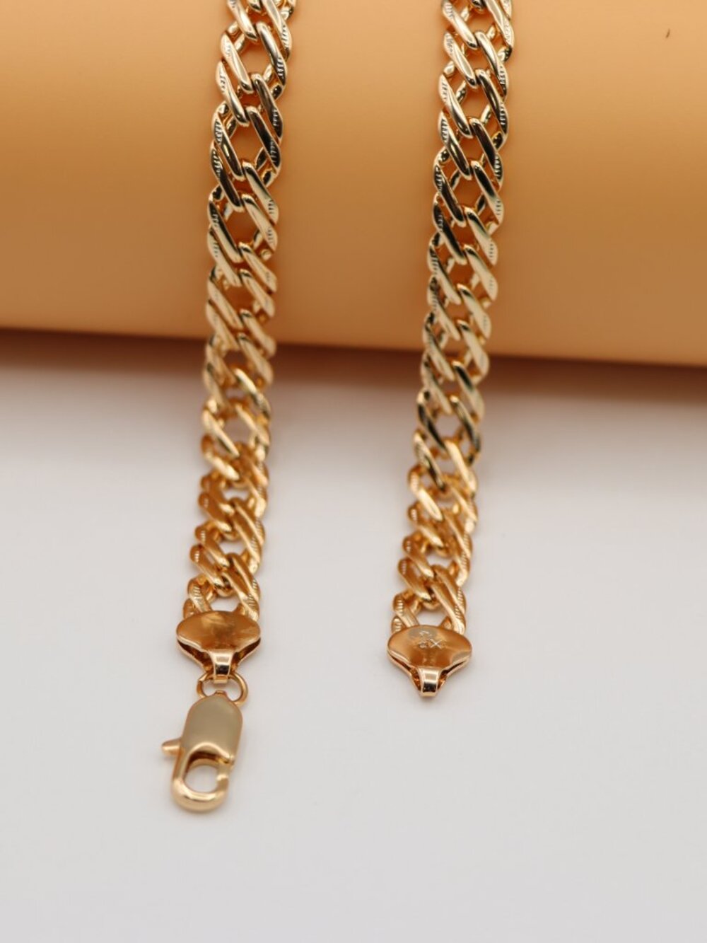 Textured Rose Gold Cuban Chain Necklace  Bold Shine, XPNL0127 - Picture 8 of 9